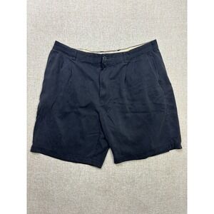 Tommy Bahama Mens 40 Black Silk Bamboo Blend Pleated Relaxed Casual Shorts